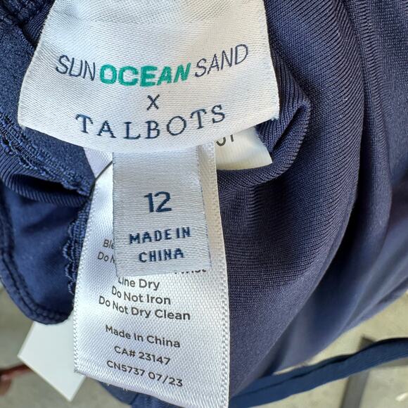 NWT Talbots One Shoulder Swimsuit Top Sz 12 Navy Pink Colorblock Asymmetrical - Picture 6 of 8